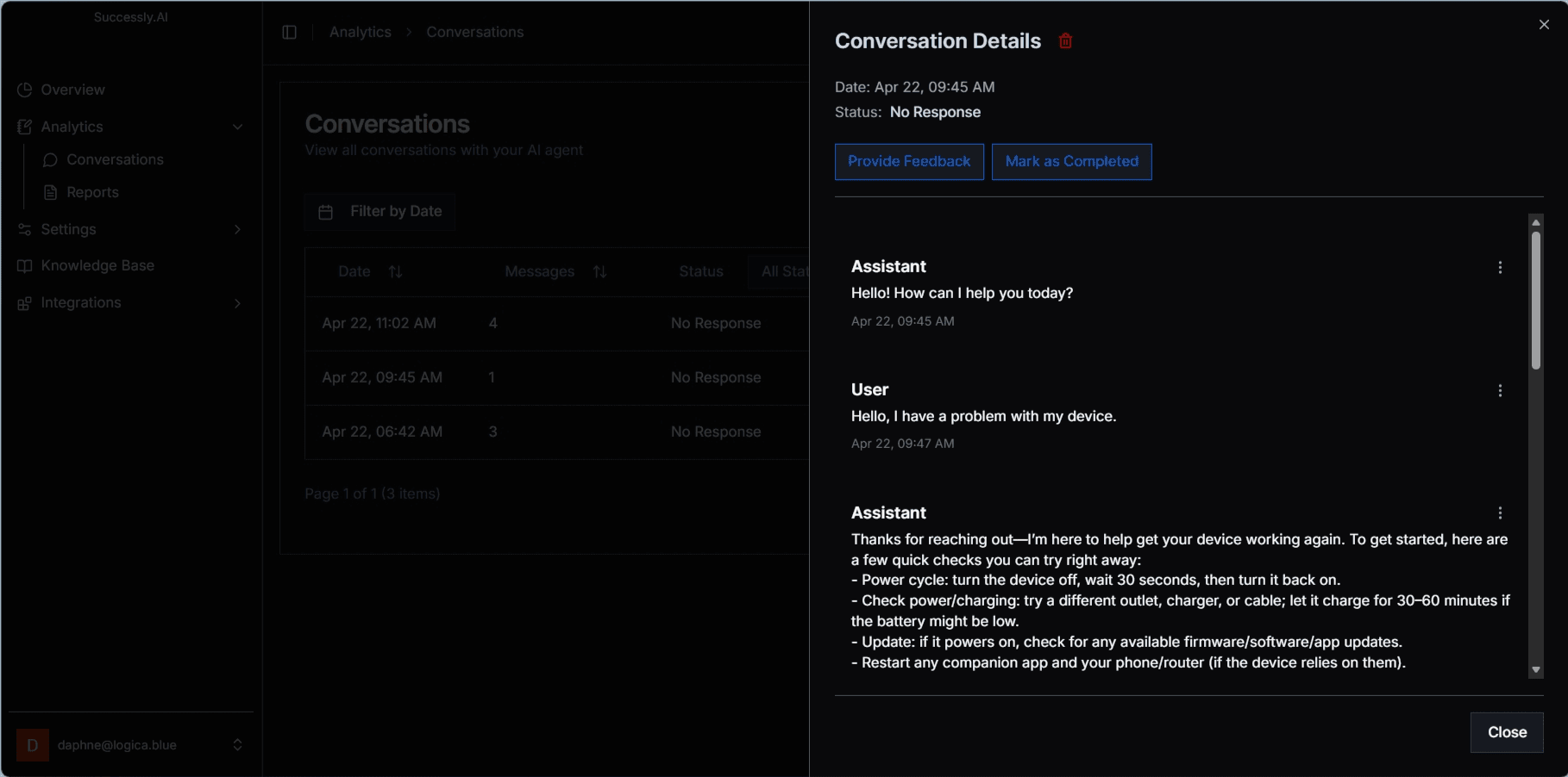Conversation details with cited sources
