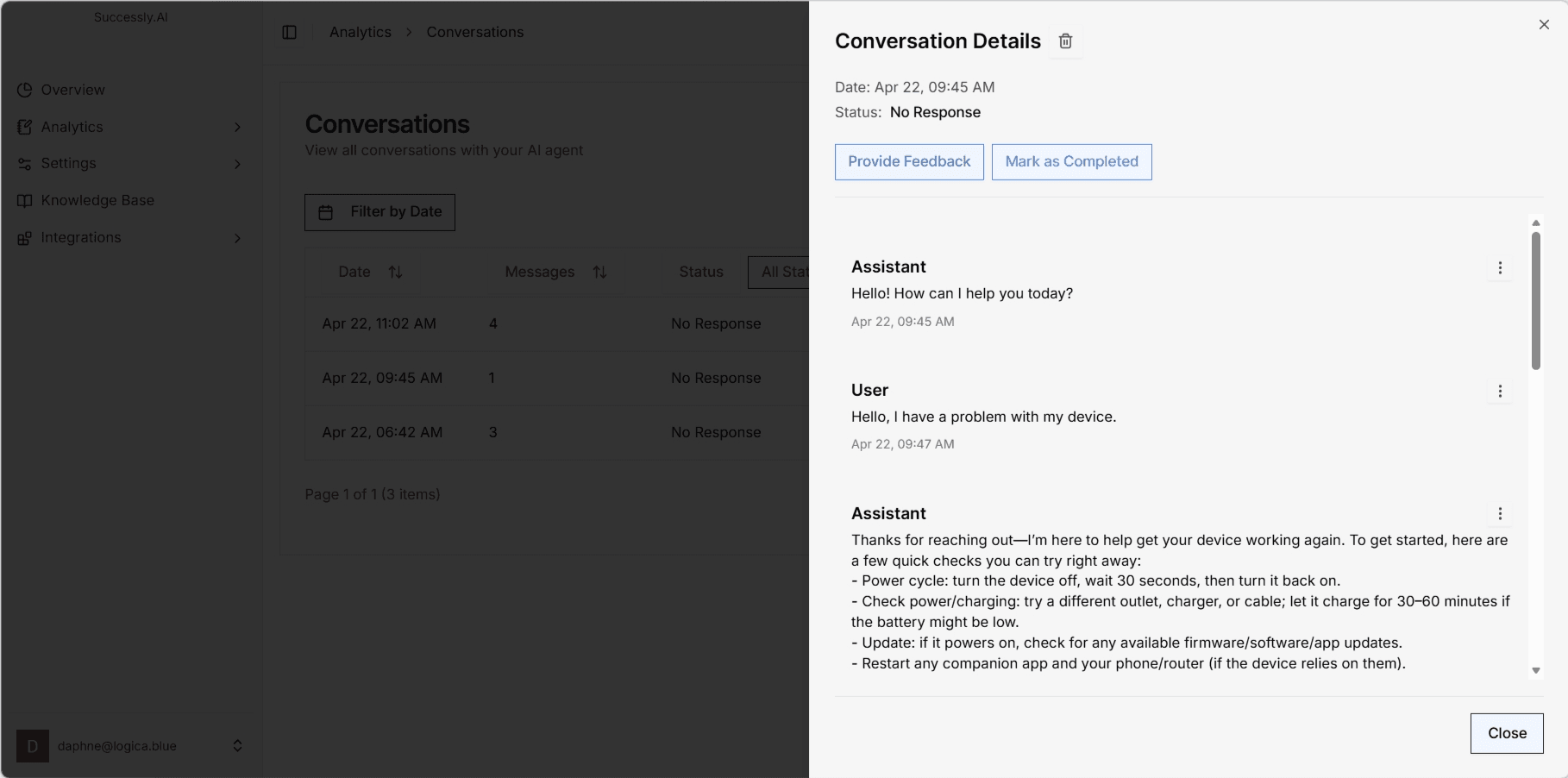 Conversation details with cited sources
